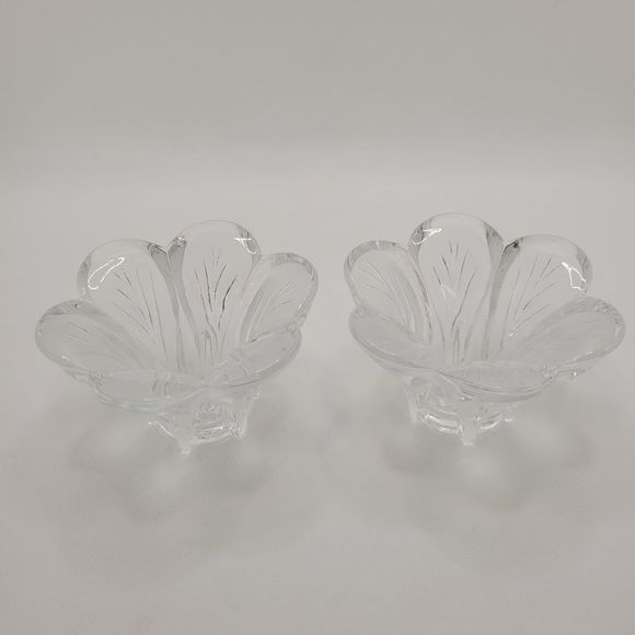 Genuine Lead Crystal d'Arques France Daisy Candlestick Holder Tapers  Set of 2 - Picture 13 of 14